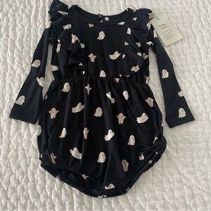 SOLD!!! NWT Kyte BABY Black Ghost Halloween Long Sleeve Ruffle Bubble